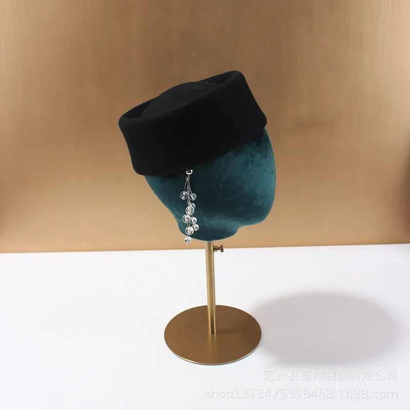 Herbst und Winter Hohe Qualität Wolle Baskenmütze Britischen Retro Pillbox Hut Frauen Französisch Elegante Fedoras Sailor Hut Kapitän Kappe Damen – Detail 9