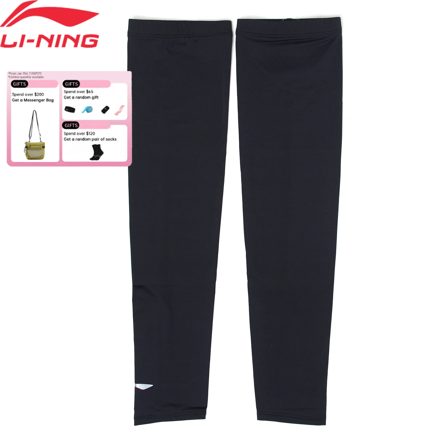 Li-ning mangas de braço de resfriamento de treinamento feminino 86% poliamida 14% forro de elastano fitness mangas de proteção solar aqcv002