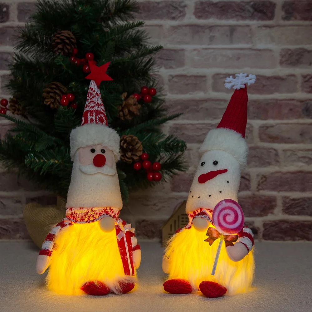 Decorazione natalizia gnomi illuminati bambola di peluche fatta a mano Mini scandinavo svedese Tomte illumina il regalo di festa del giocattolo dell'elfo