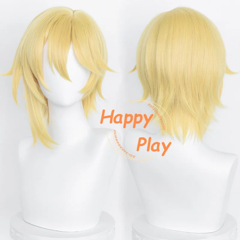 

Синтетический парик для косплея Rabits Nito Nazuna, 40 см, золотисто-желтые парики, термостойкие волосы для мужчин и женщин, парик аниме на Хэллоуин, Рождество