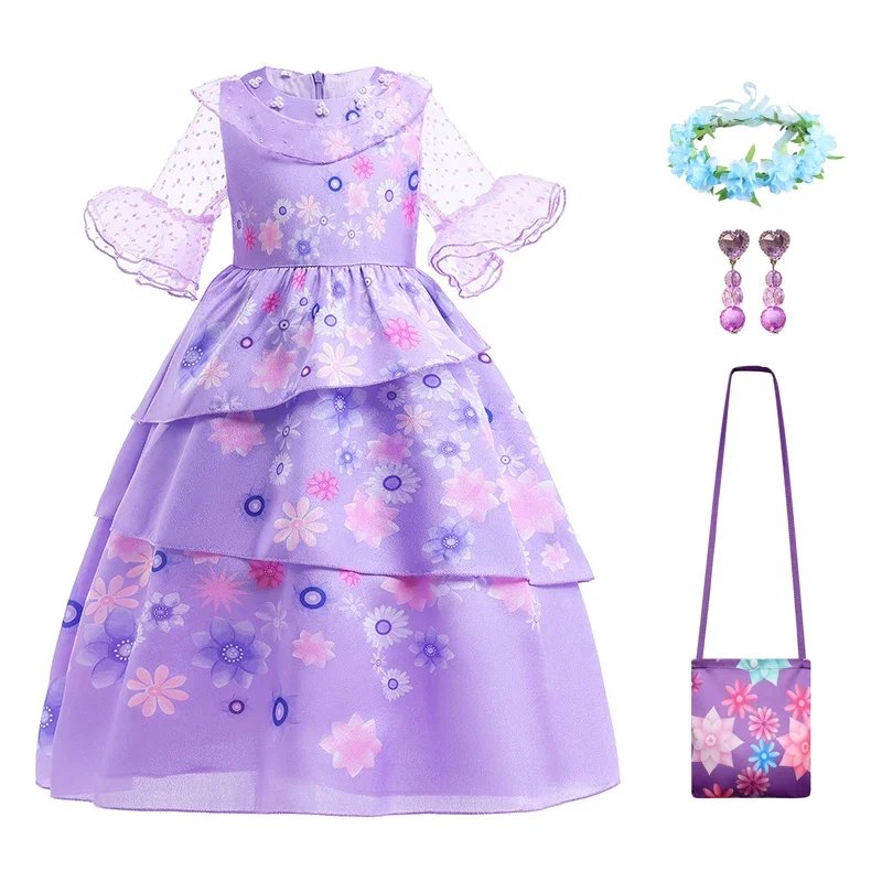 Vestido de Mirabel con encanto para niñas, disfraces de Cosplay de Madrigal, vestidos de Isabella para niños, Carnaval, Halloween, ropa de fiesta de cumpleaños, 4-10 años