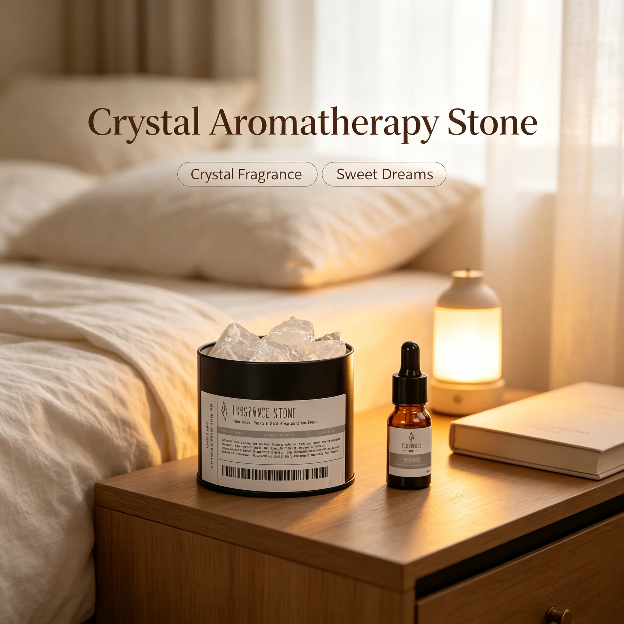 Aromatherapy Crystal Stone Healing Diffuser/Oil Diffuser（Tin Can）For Home/Bedroom/Table Decor Birthday Gift