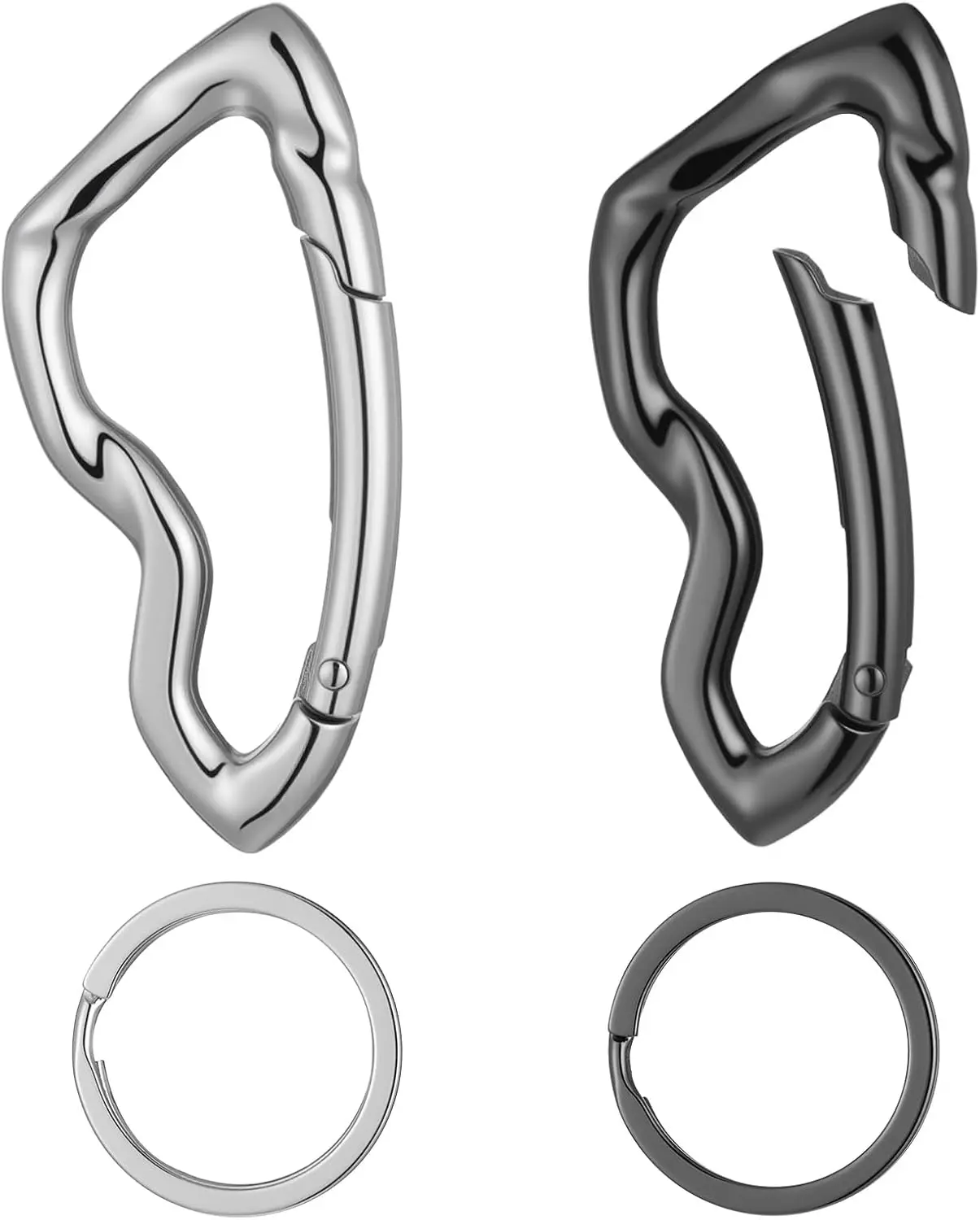 

2PCS Cool Irregular Carabiner Keychain, Cool Y2K Metal Shiny Key Ring Unisex, Simple goth Keychains Accessories Bag Charms, Suit