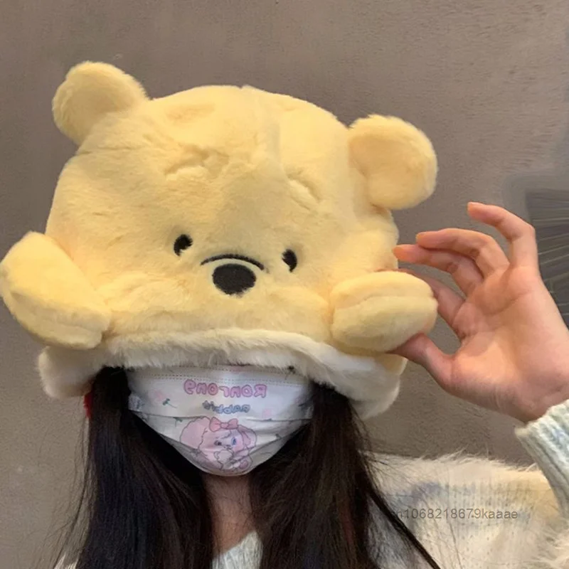 Disney Winnie The Pooh Women\'s Winter Furry Hat Fashion Cute Cartoon Ear Protection Plush Hat Y2k Sweet Soft Girl Style New Hat