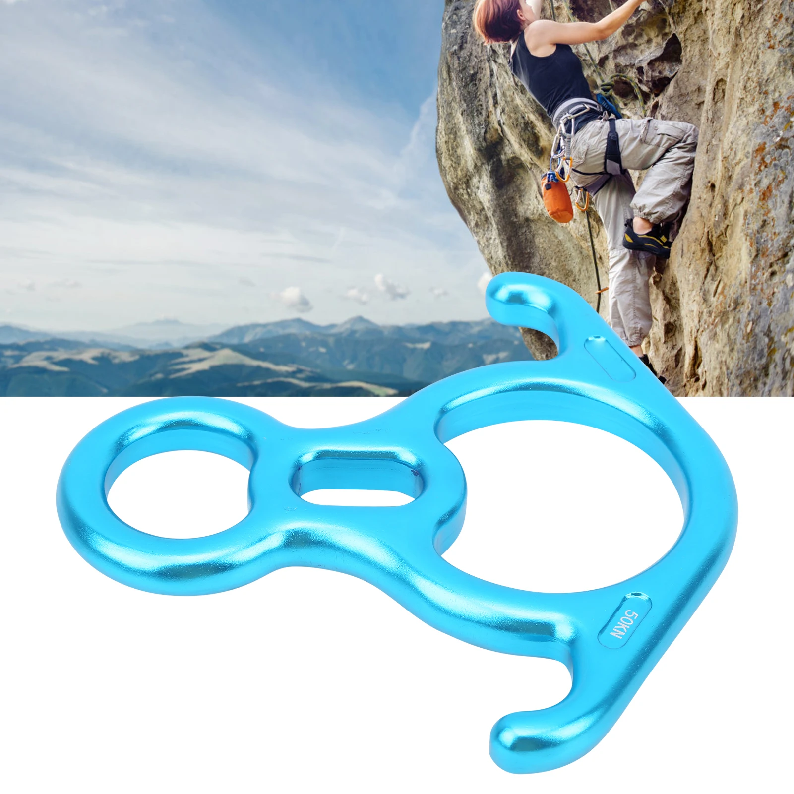 Camnal Rock Climbing 8 Word 50KN Horn Hoop Abseiling Device Downhill Slow Down Descender