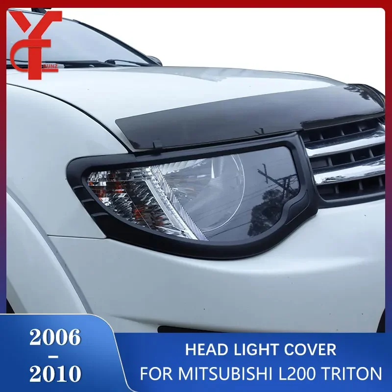 ABS Head Lights Cover For Mitsubishi L200 Triton 2006 2007 2008 2009 2010 2011 2012 2013 2014 Headlights Lamp Hood Accessories