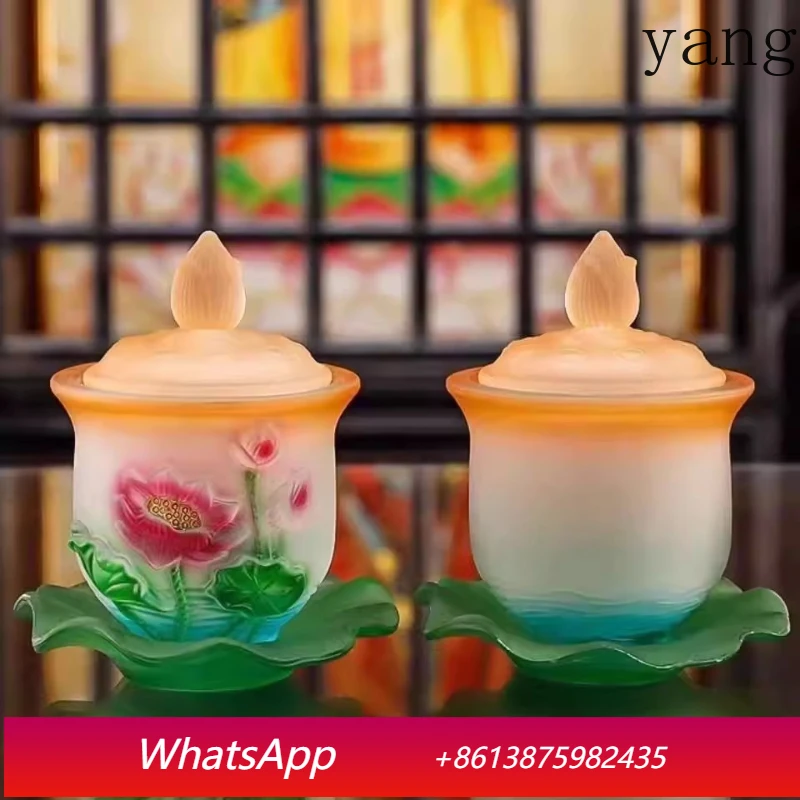 

YJQ glazed lotus cup ceramic holy water cup offering cup
