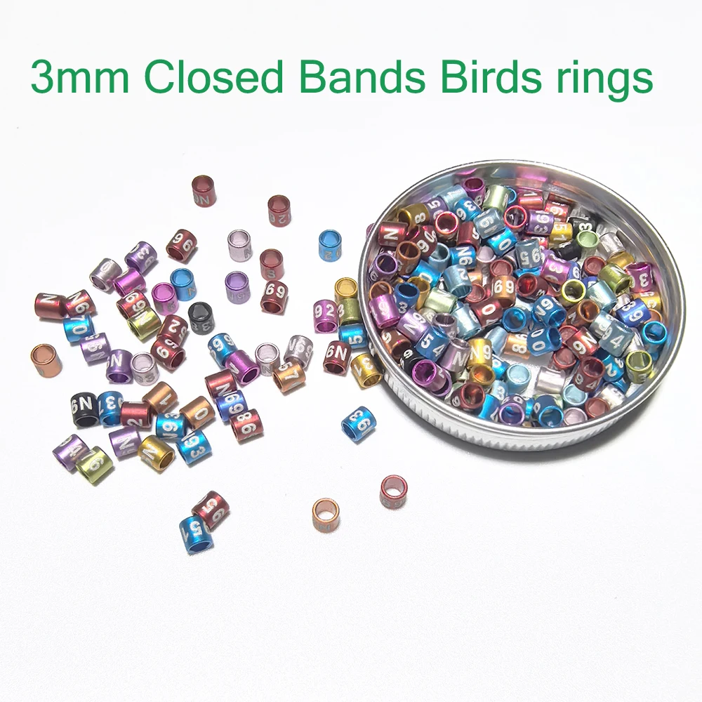 25 Pcs Aluminium 3mm Closed Bands Chick Birds Canary Budgerigar Cockatiel Conure