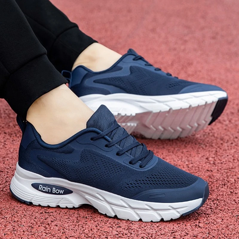 

Men's Mesh Shoes Breathable Fly-woven Lightweight Laced Color-matched Large-sized Outdoor Casual Sports Shoes for Summer