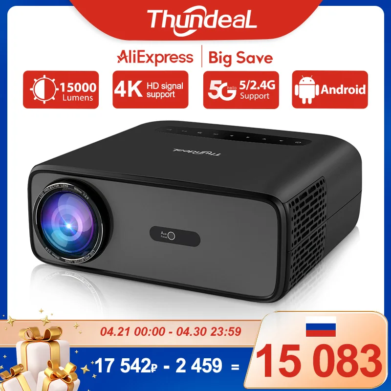 ThundeaL Proyector Full HD TD97 Pro 1080P 2K 4K Proyector de vídeo portátil WiFi 6 Android Home Theater TD97Pro Proyector inteligente 3D