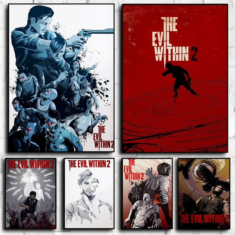 Classic Horror Video Game The Evil Within 2 Psycho Break Poster Print Canvas Art Pictures Home for Gameroom Wall Room Decor