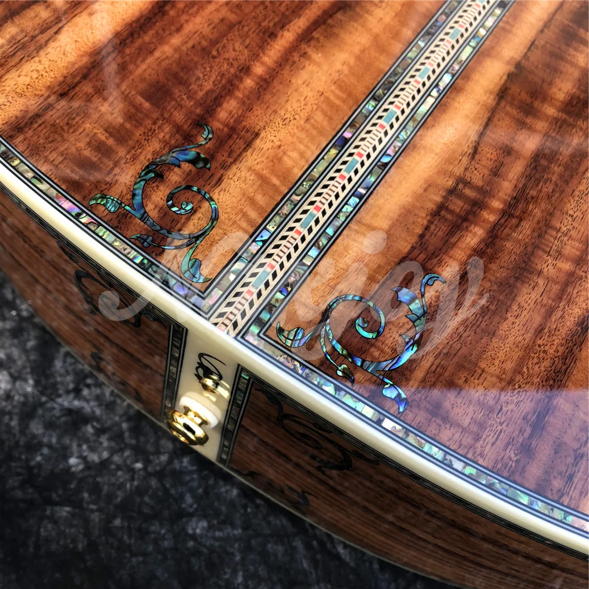 جيتار صوتي من خشب كوا بالكامل مقاس 41 بوصة D من النوع أذن البحر مرصع بالأبنوس جيتار صوتي كهربائي