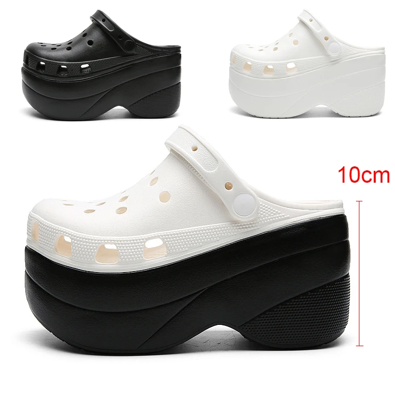 

Summer Large Size Beach Slippers Heels 10cm Women Sandals Platform Chunky Sandals Outdoor Clogs Thick Street Wedge Slippers