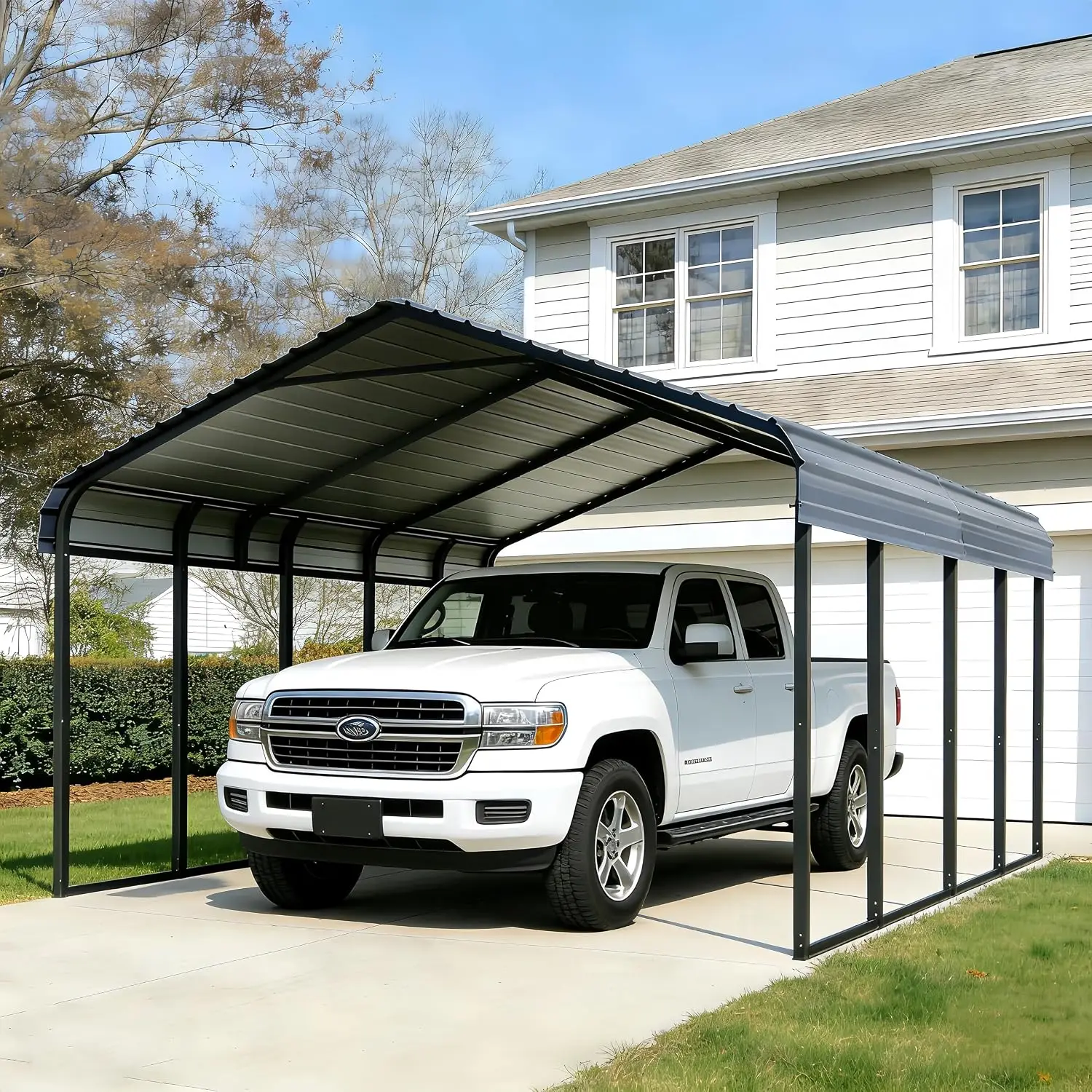12x20 Carport Heavy Duty Galvanized Steel Garage | All Weather Protection 2 Car Shelter, Metal Carport Kit for SUV, Custom