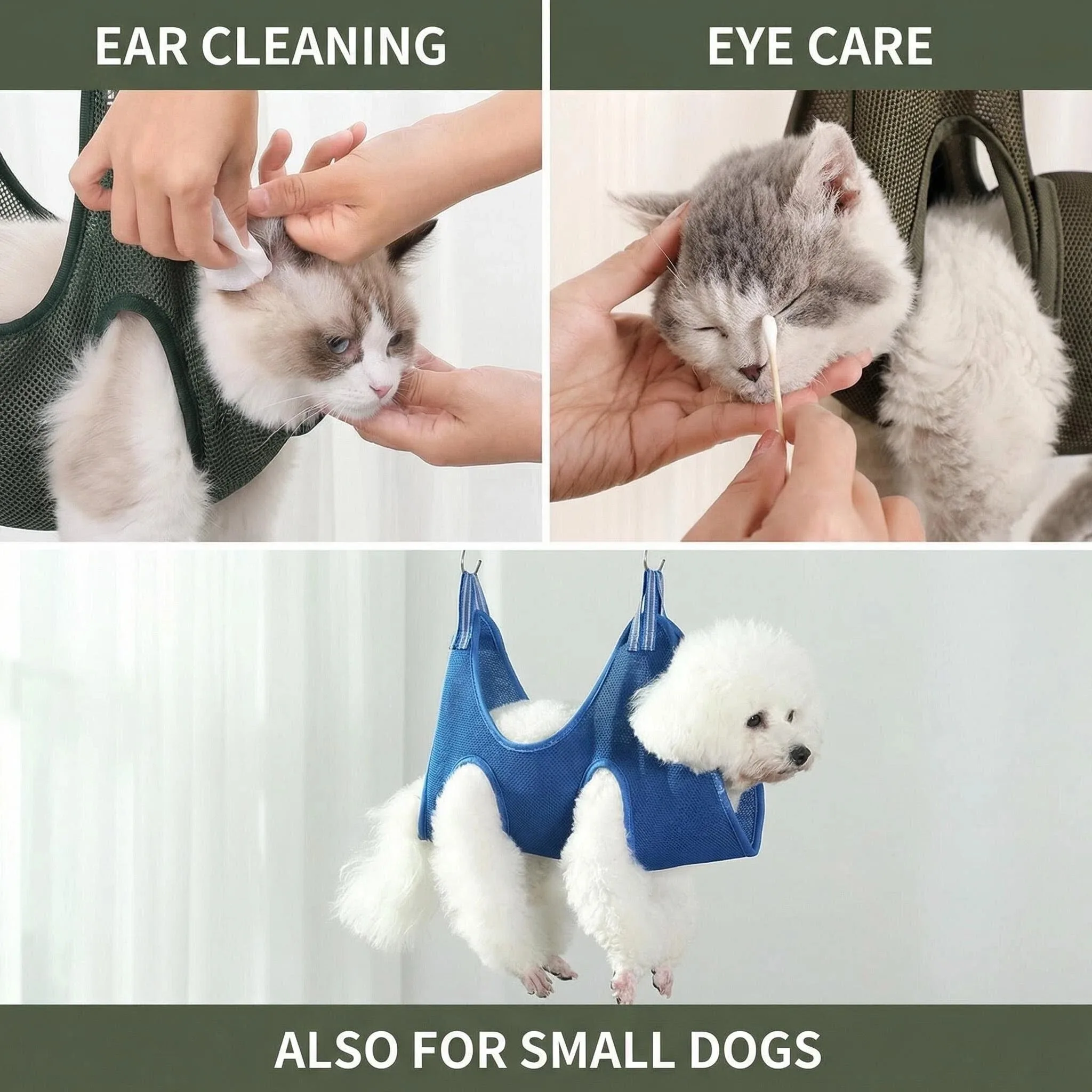 Katzenpflege-Hängematte: Verstellbare Fixierhilfe für Krallenschnitt und Anti-Kratz-Schutz für kleine bis mittelgroße Hunde und Katzen – Detail 6