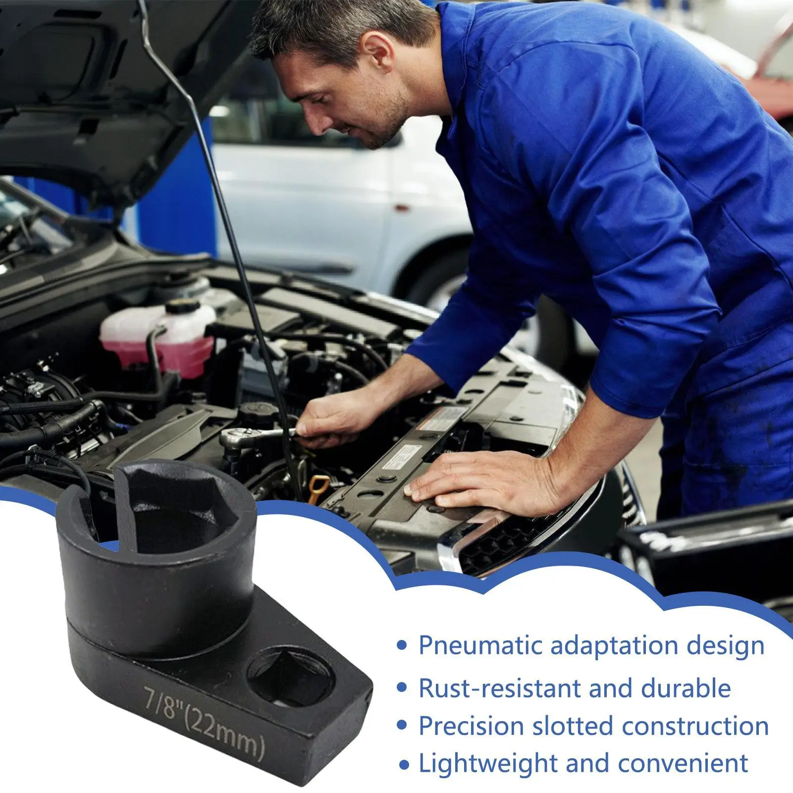 

Розетка датчика кислорода, автомобильный ключ для датчика кислорода, эргономичный аксессуар для обслуживания механики, автомобильный двигатель, автомобильная промышленность