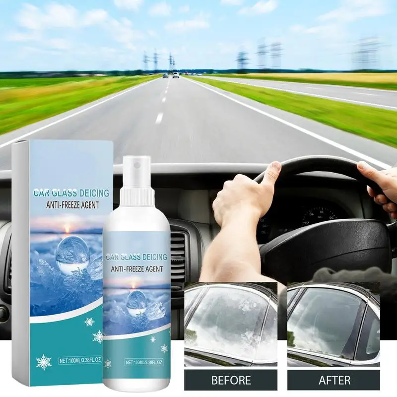 

Car Window Defogger Glass Anti Fog Agent 100ML Window Defroster Fluid Car Window Deicer Anti Fog Agent Defroster Tool