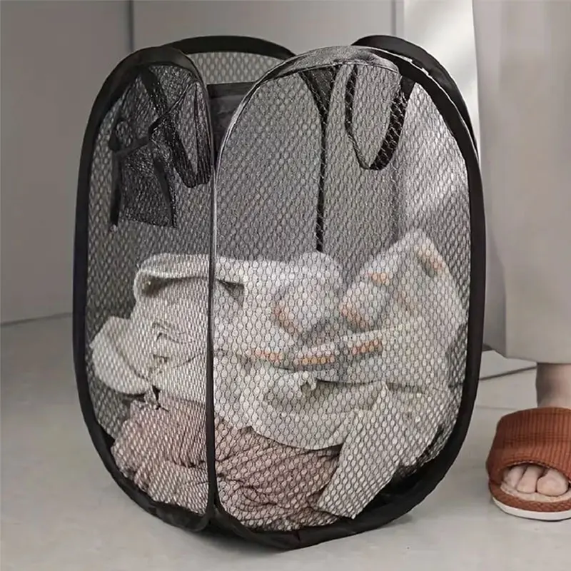 Mesh pop-up wasmand, wasmand, opvouwbare opbergmand voor vuile kleren, opbergmand met grote capaciteit