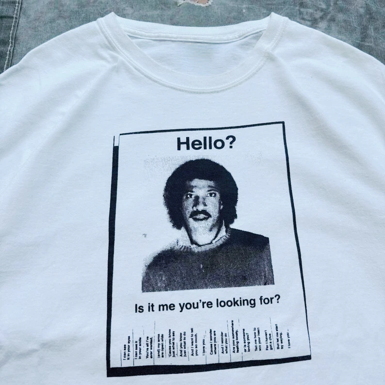 Vintage Y2K Rare Lionel Richie Hello Song Music Short Sleeve Print T-shirt Summer Men Women Fashion Retro Y2K Casual Tee Tops
