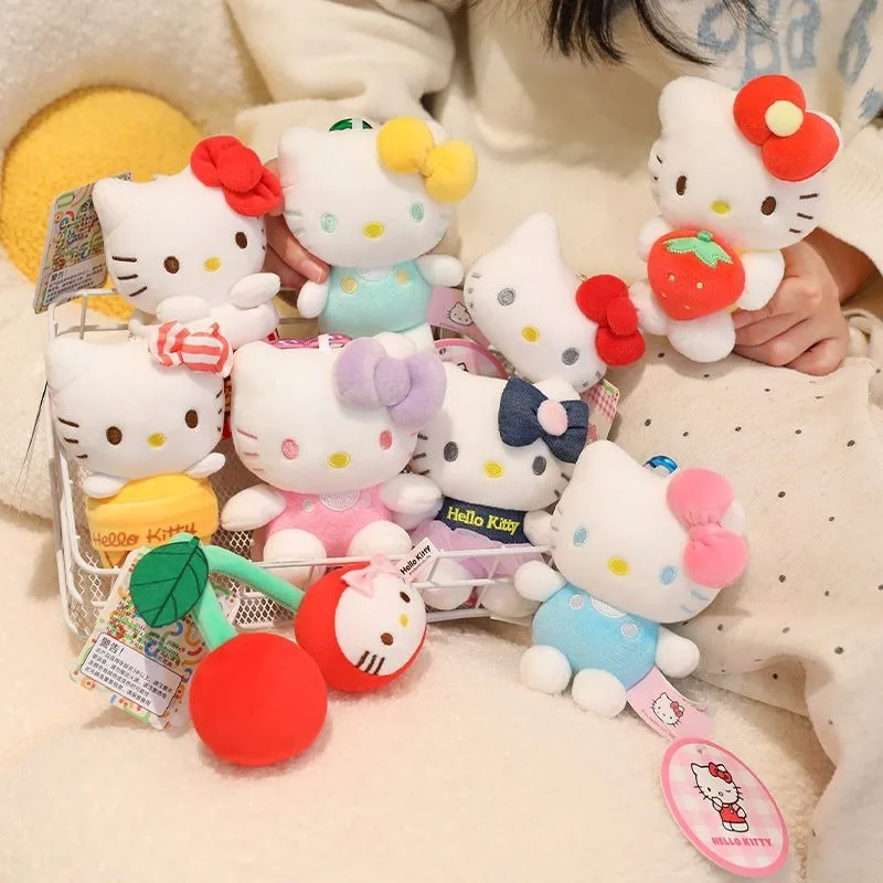 

Милая кукла Hello Kitty в стиле аниме Kawaii Sanrio, милая кукла, подвеска, милый мультяшный Kt Cat, сумка, брелок, украшение, подарки, игрушки для детей