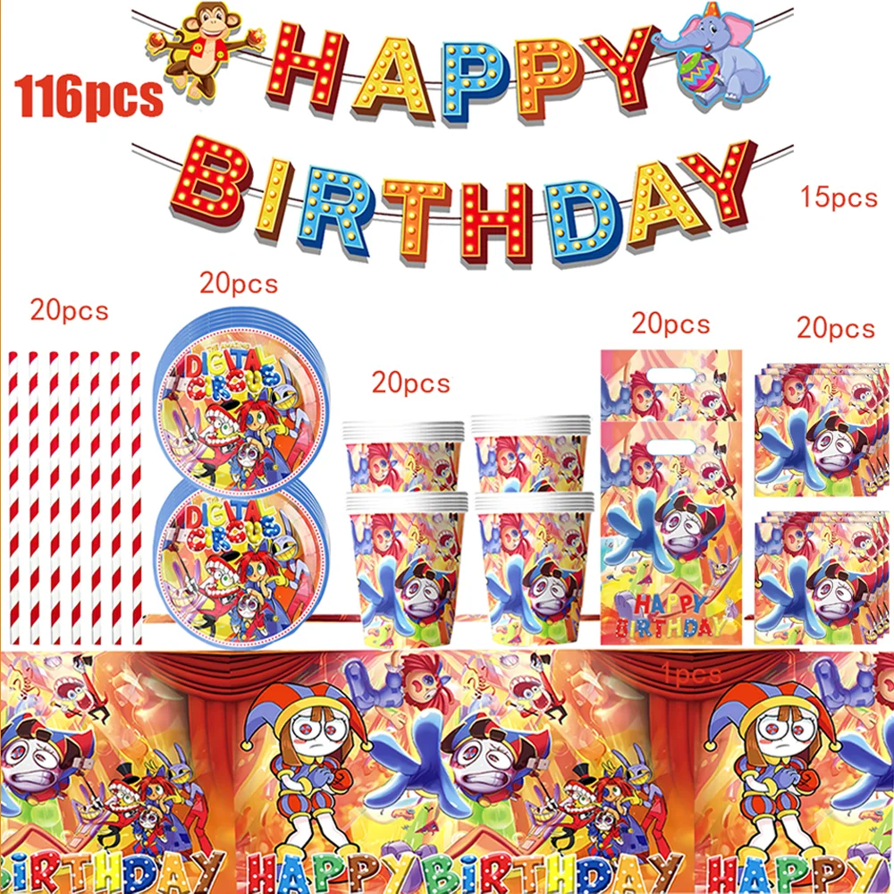 

The Amazing Digital Circus Birthday Party Decor Disposable Tableware Balloons Paper Paper Plate Tablecloths Kid Baby Shower