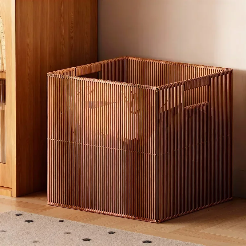 Dirty Clothes Basket Household Laundry Basket Dirty Clothes Storage Basket Imitation Rattan Woven Bedroom Bathroom HighX9