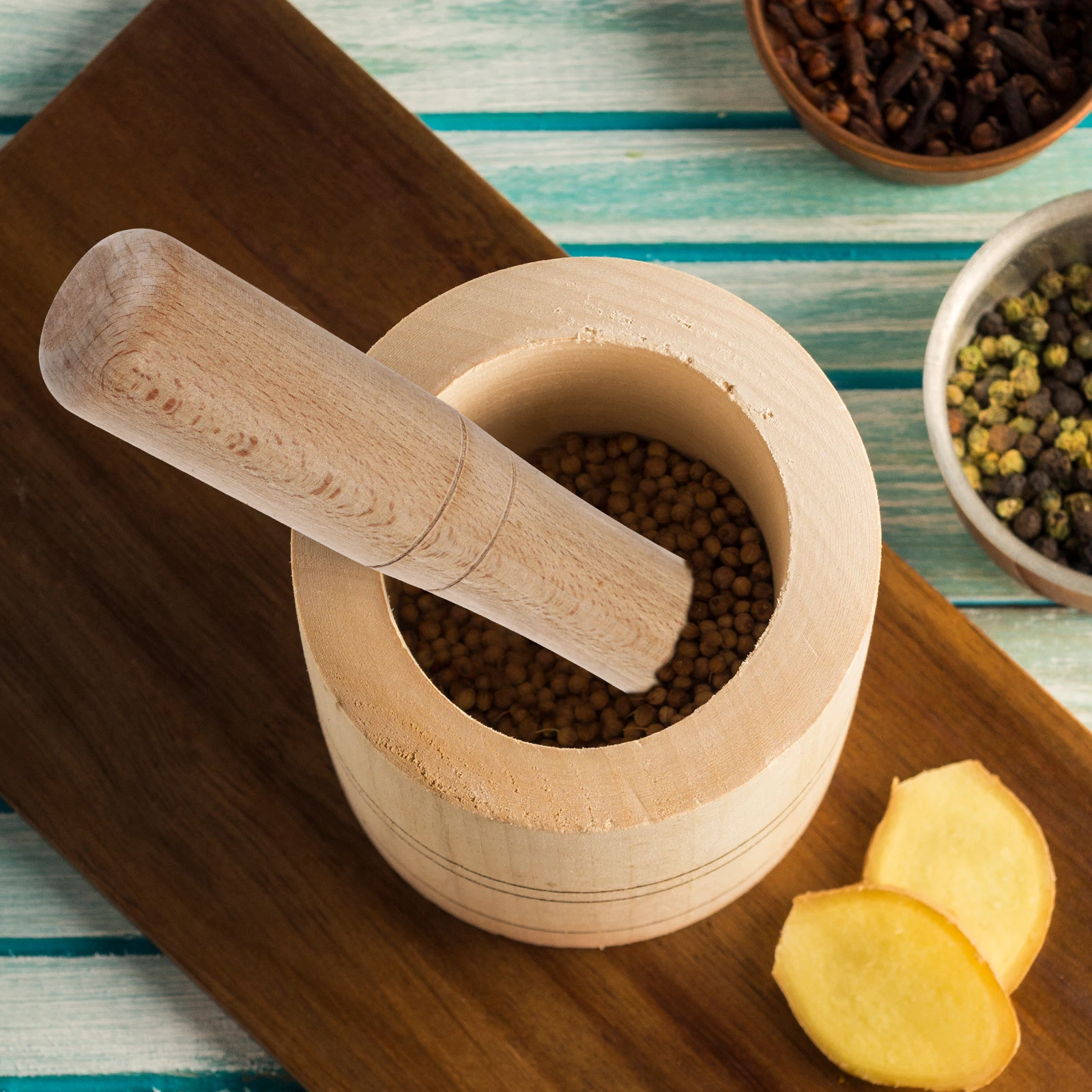 

Smooth Wooden Pestle Rod Garlic Masher Food Grinding Stick Manual Crusher Kitchen Utensil Wood Grinding Rod Pestle Replacement