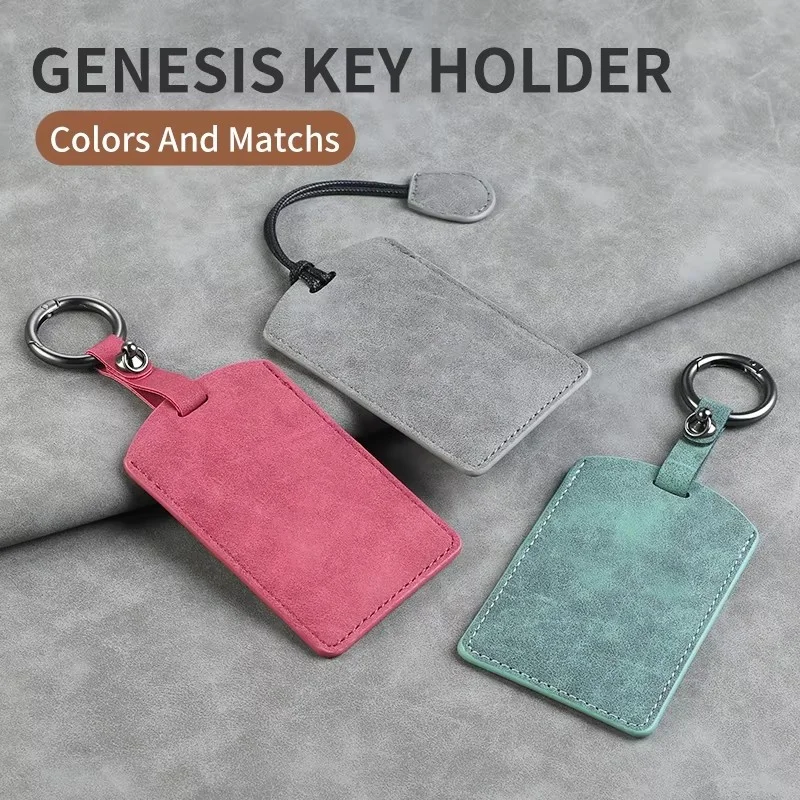 Car Remote NFC Key Case Full Cover Fob Leather Protector Shell For Genesis GV60 Card 2023 Pure Electric G80 Keychain Accessories