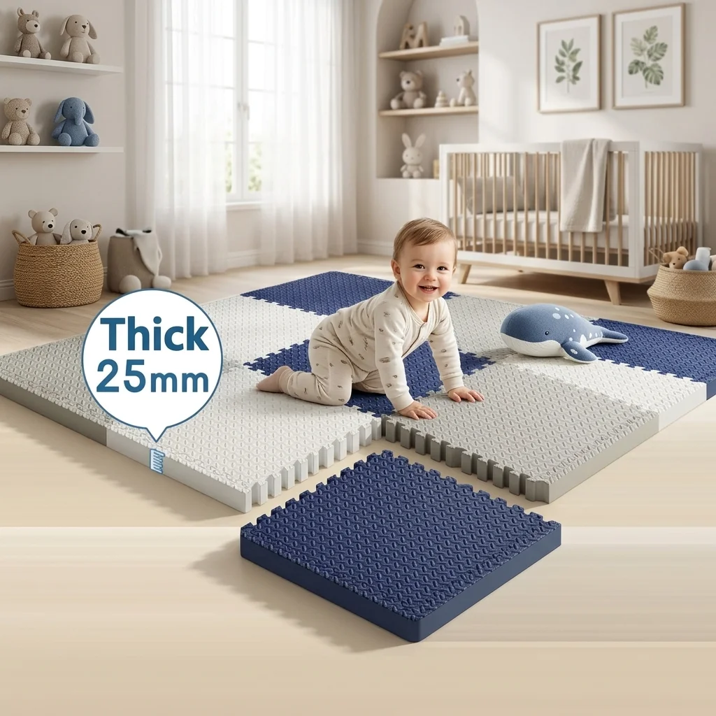 

30x30cm Thick 2.5cm Baby Play Mat EVA Foam Tiles Interlocking Anti-Slip Puzzle Rugs for Children's Room Toddler Safety Floor Mat