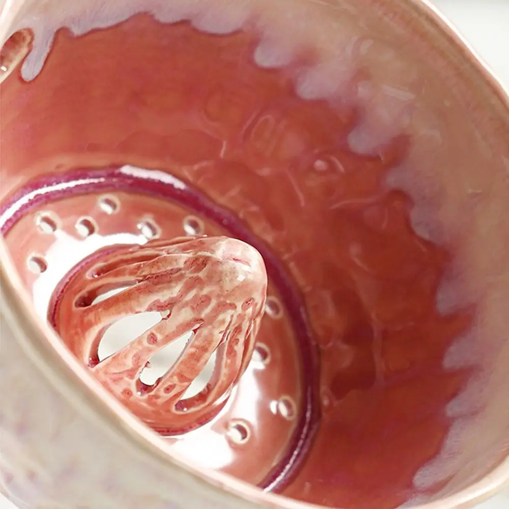 Self-spinning Fruit Washing Bowl Large Capacity Easy To Clean Ceramic Berry Washer Integrated Drainage Hole Time-Saving