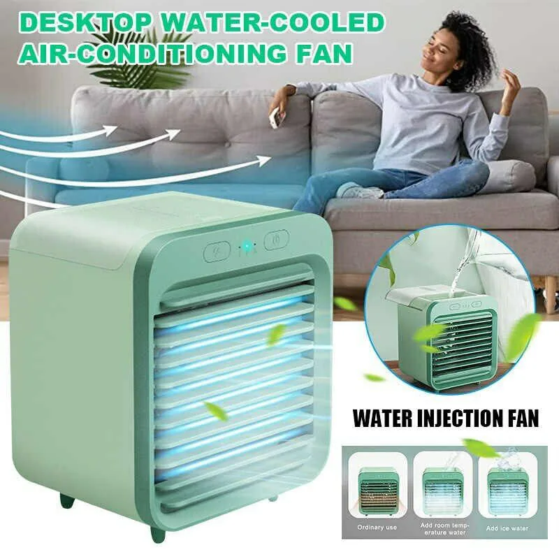 

2026 Portable Mini Air Conditioner Desktop Fan USB Rechargeable Air Cooler Table Cooling Mist Fan Humidifier for Office Home