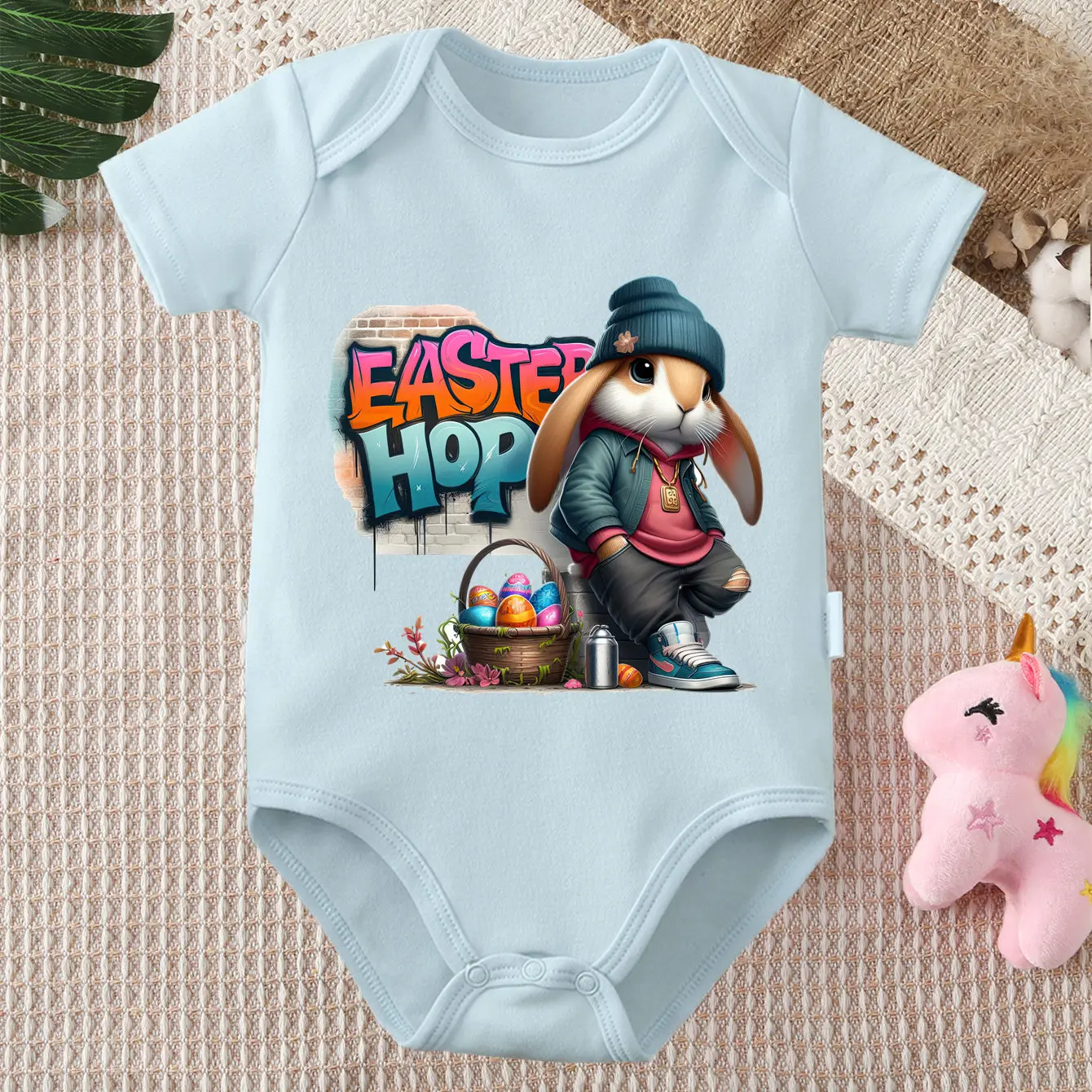 Body de algodón 100% con estampado Cool Easter Hop, ropa cómoda para bebé, mono para recién nacidos de 0 a 12 meses