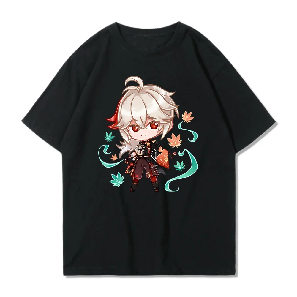 Genshin Impact T-shirt Kaedehara Kazuha Print Women T-shirts Kawaii Graphic Short Sleeve Tees Fashion Summer Y2k Clothes Tops