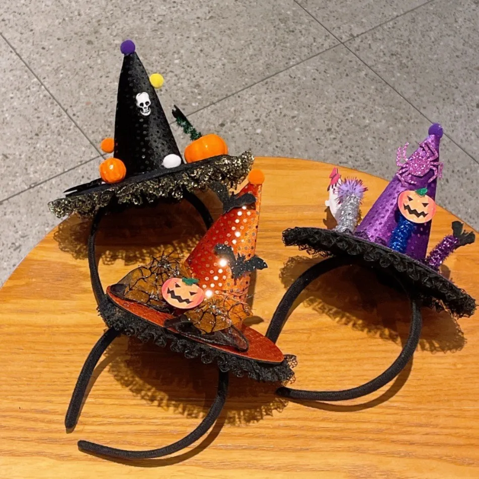 

Halloween Dress Up Headwear Cute Witch Hat Headband Kids Party Costume Props Little Girl Pumpkin Ghost Bat Kids Ornaments ZX07