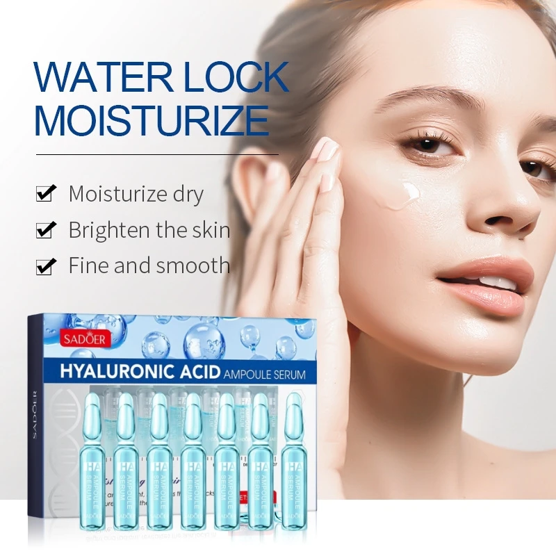 2ml*7 Vials/Box Hyaluronic Acid Ampoule Essence, Hydrating and Moisturizing, Facial Essence, Nourishing, Prevents Dryness and Roughness, Daily Facial Care, Makes Skin Delicate, Smooth, Hydrated, and Radiant, Like a Young Girl's Skin, Suitable for All Skin Types