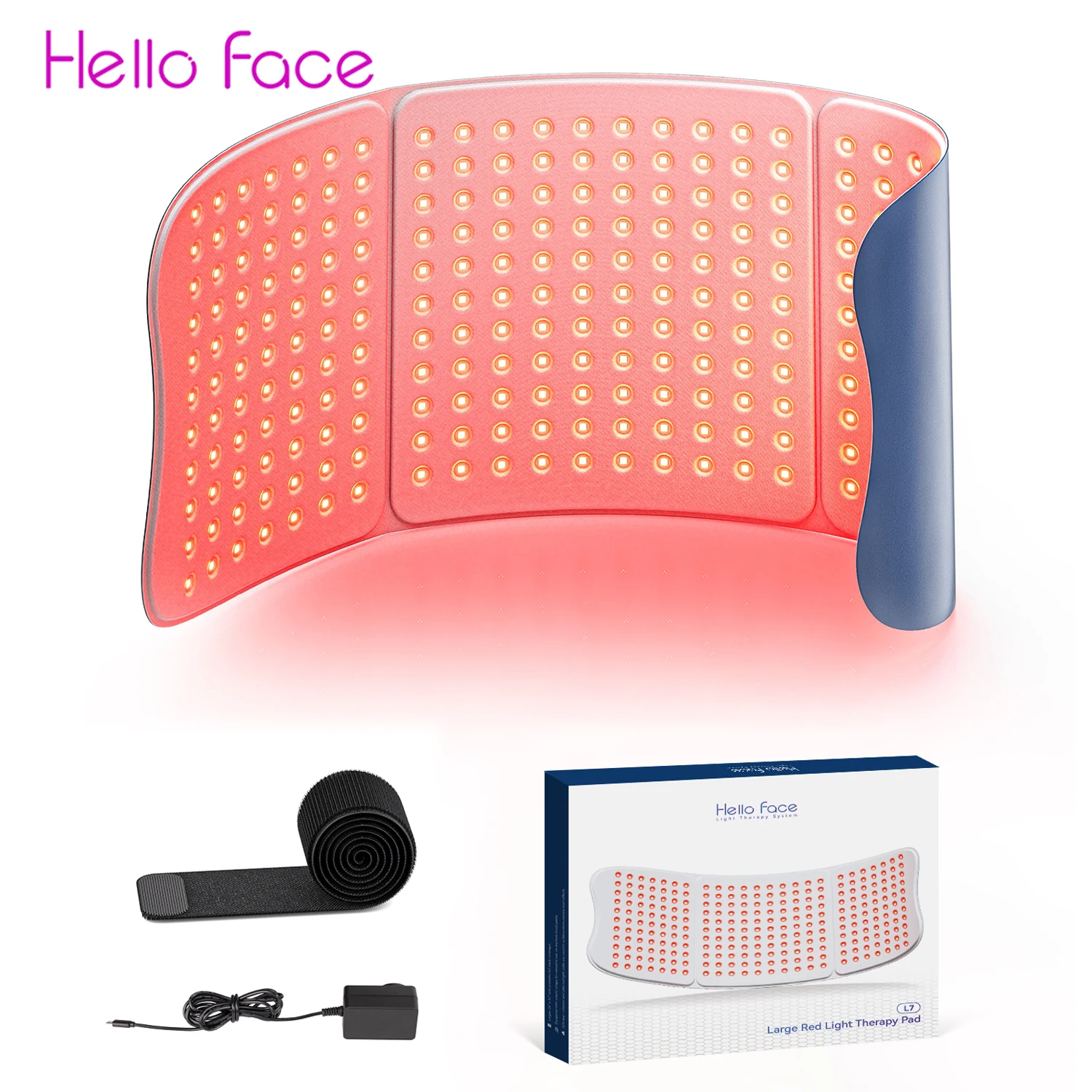 Roodlichttherapiekussen 660nm 850nm voor verlichting van lichaamspijn, grote 30x12inch mat met timer - Hello Face L7 Tri-Chip nabij infrarood - afbeelding 2