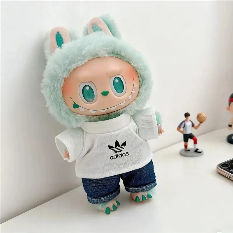 15 17 سنتيمتر ل Labubu دمية الرياضة تي شيرت الجينز فستان أطفال مع سروال داخلي الزي الملابس الكورية المعبود العصرية Adi قبعة بيسبول الملابس والاكسسوارات #6