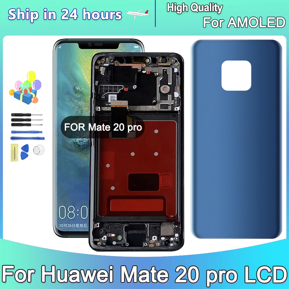 

AMOLED Mate 20 Pro Display with frame Replacement for Huawei Mate 20 Pro LCD Display Touch Screen Digitizer Repair Parts