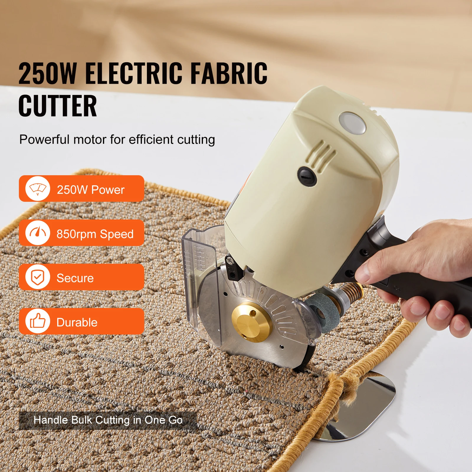 SucceBuy 170W/250W Fabric Cutter Electric Rotary Fabric Cutting Machine 1“ / 1.1
