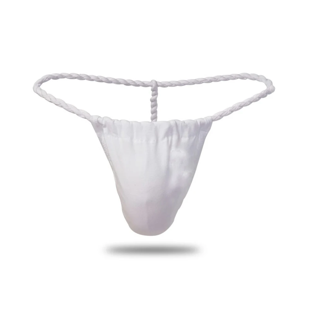 Japanese Sexy Men T-Back G-String Paper Rope Thong Bikini Cotton Underwear Mesh Sheer Bulge Pouch Panties Open Back Underpants