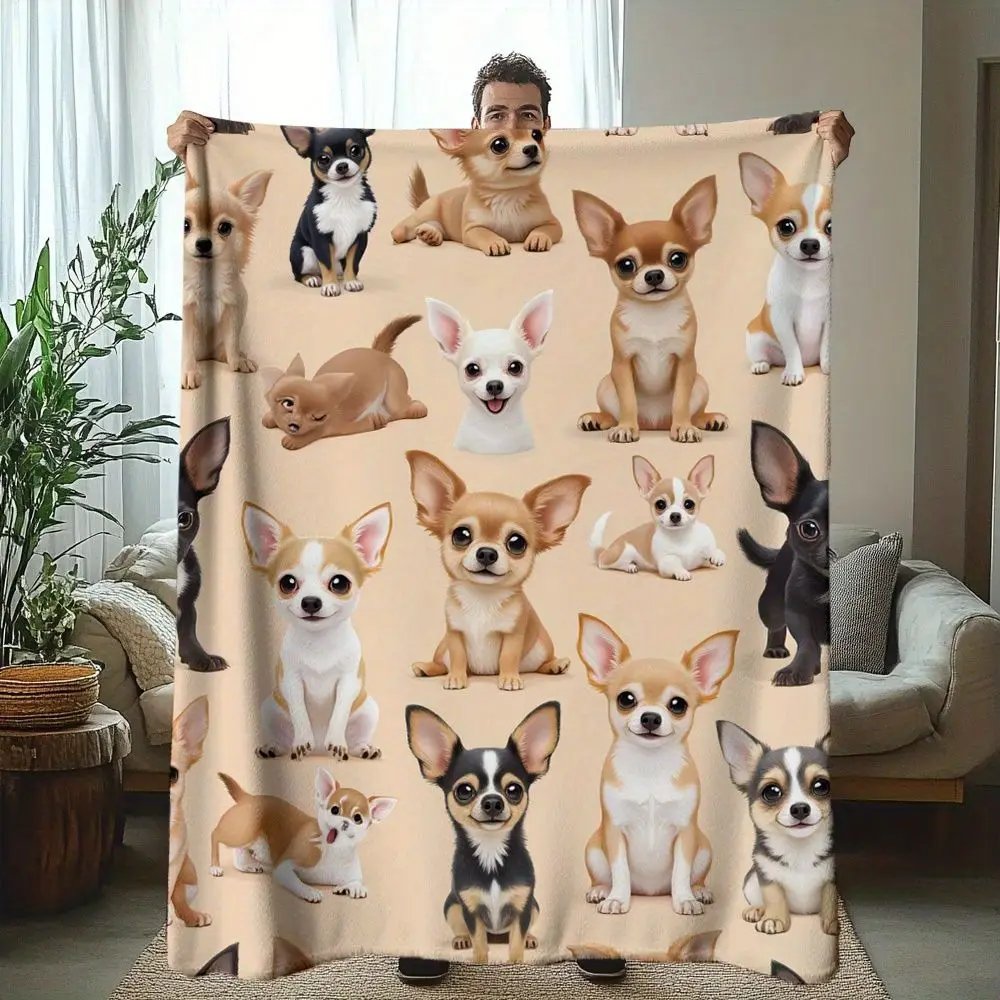 Printed Throw Blanket Basset Hound Dog Patchwork Collage Vintage Paw Print Soft Cozy For Sofa Bed Couch