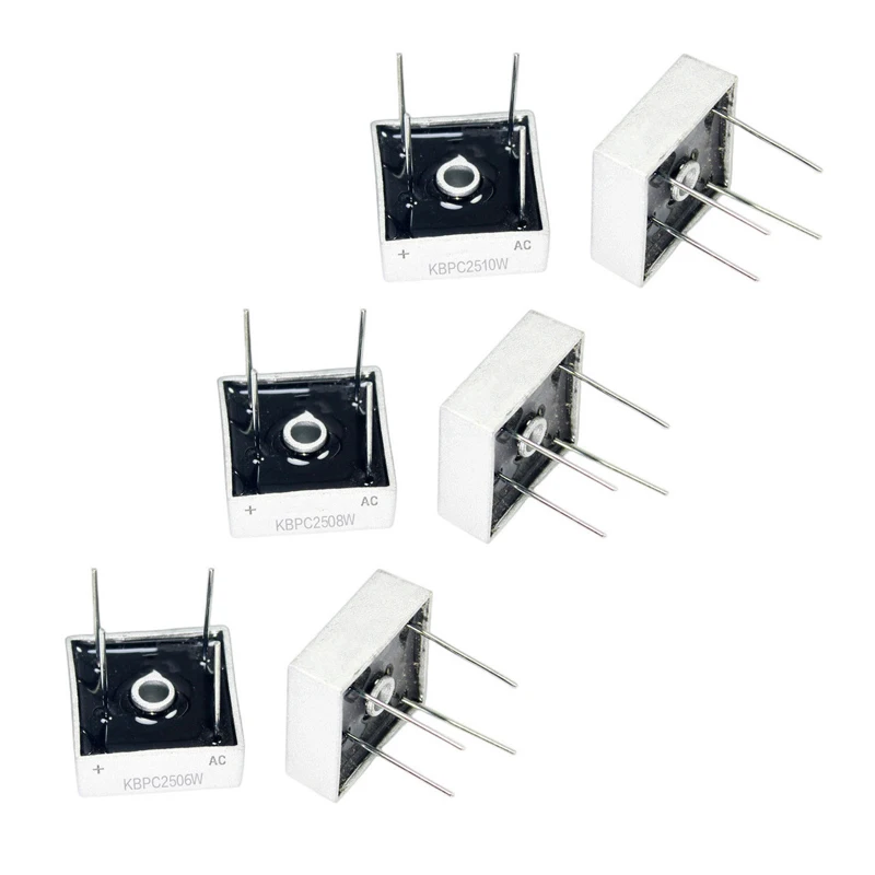 2~200Pcs KBPC2510W KBPC2508W KBPC2506W Bridge Rectifier 25A 1000V/800V/600V DIP-4 Square Bridge Cuttable Feet GBU Bridge Stack