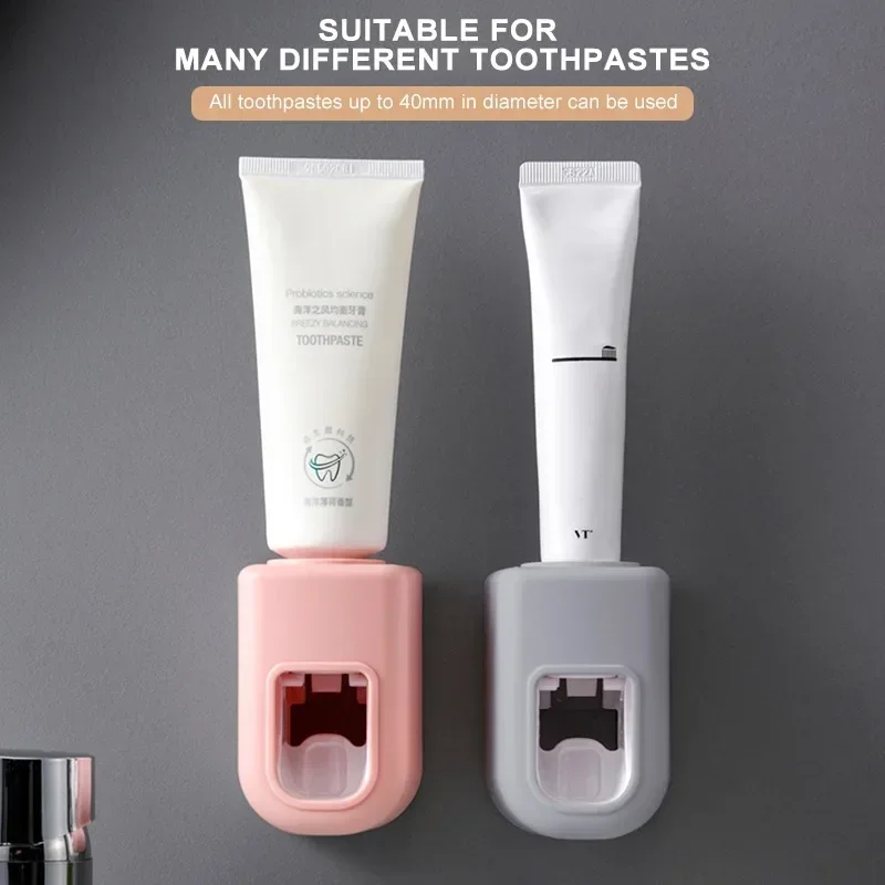 Automatic Toothpaste Dispenser Wall Mount Automatic Toothpaste Dispenser Toothpaste Squeezer proof Toothbrush Holder Bathroom