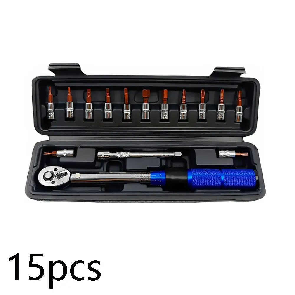 15 stks Fiets Momentsleutel Set 1/4 Inch Verstelbare 2-24Nm Tweeweg Inbussleutel Tool Kit voor Fiets Onderhoud Reparatie Montage MTB