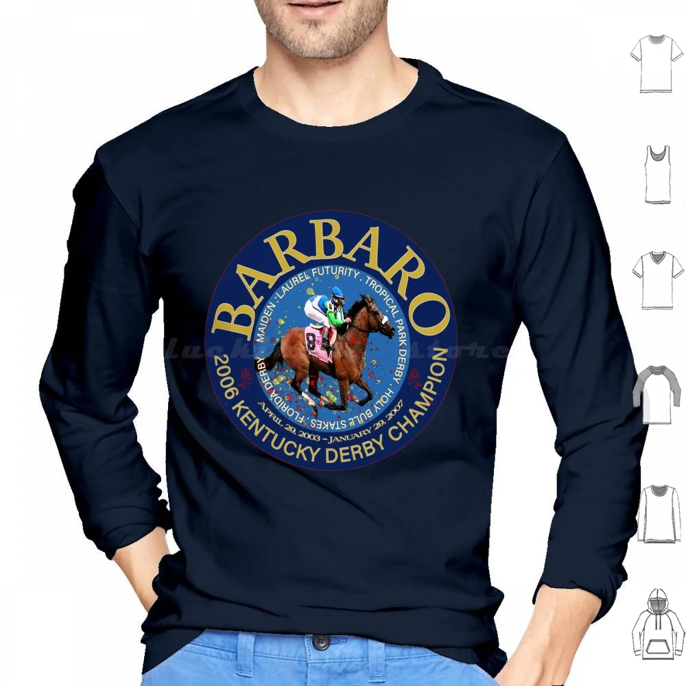 

Barbaro 2006 Derby Racehorse Design Hoodies Long Sleeve Horse Racing Designs 2006 Barbaro Belmont Stakes Famous Horse