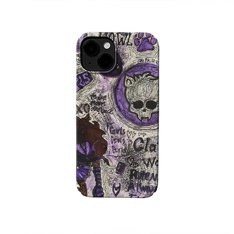 

Purple Skull Graffiti Phone Case for IPHONE 17 Air 16E 15 PROMAX 14 Plus 13 12 MINI 11 PRO 16Plus XR XS MAX Acrylic Phone Cover