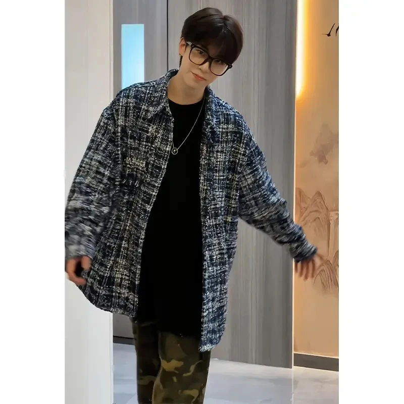 

Мужская летняя тонкая трикотажная ткань из твида с узором для повседневной носки, в американском стиле, для молодежи