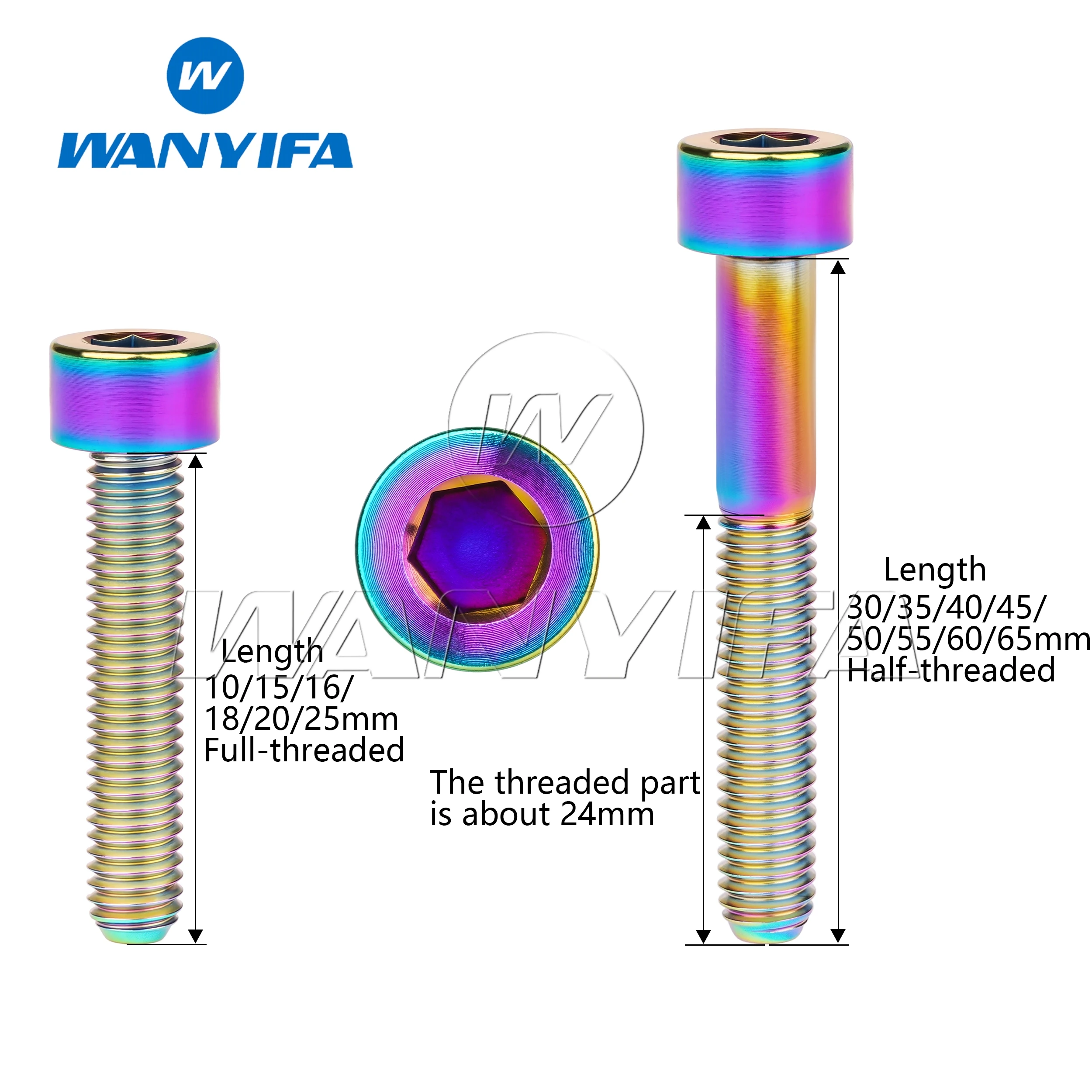 Wanyifa Titan-Ti-Schrauben M6 x 10 15 16 18 20 25 30 35 40 45 50 55 60 65 mm Schraube für Fahrrad-Headset-Bremse