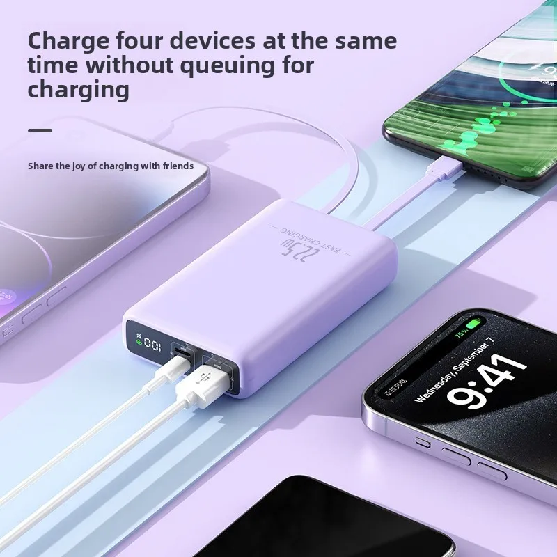 20000 MAh Large Capacity Builtu in Dual Wire Ultra Thin Compact Portable for Fast Charging Suitable for Most Electronic