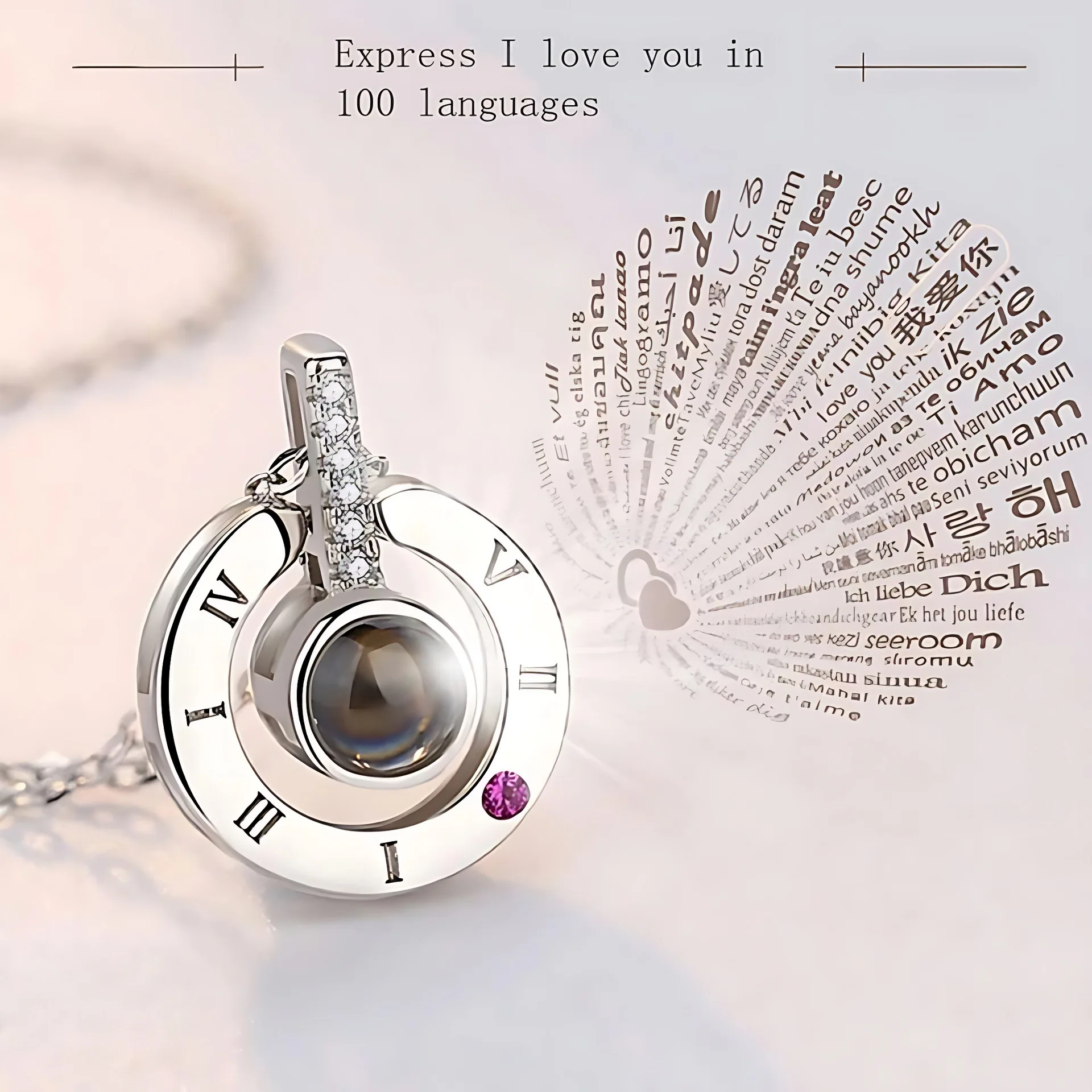 

Gift 100 Style Languages Sentences if I LOVE YOU carved in the pendant necklace by stainless steel